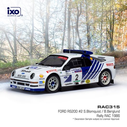 IXO 1/43 RAC RALLY 1986 FORD RS 200 RAC315