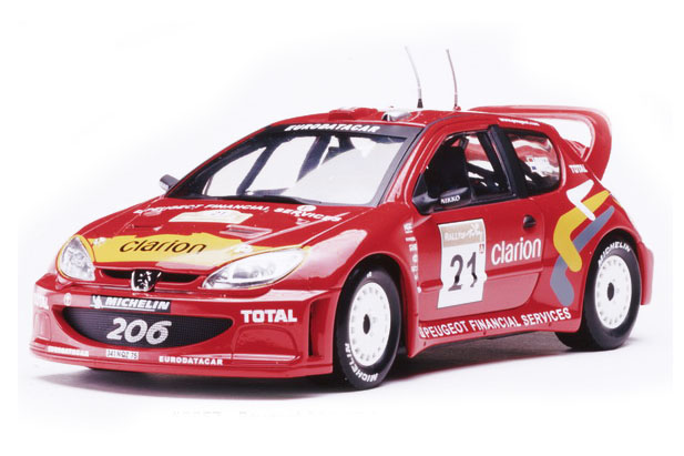 Diecast model cars Peugeot 206 WRC 1/18 Solido WRC tuning yellow