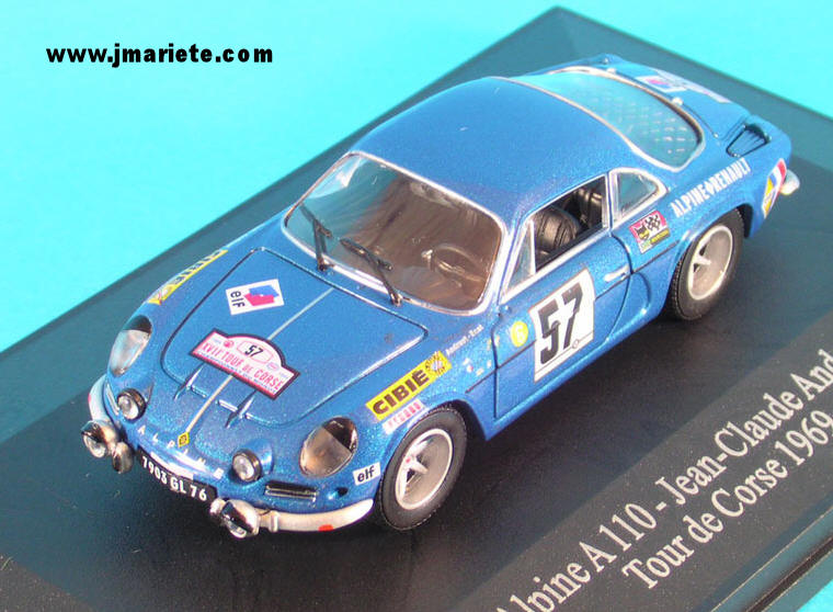1969 Universal Hobbies 1//43 ALPINE Berlinette Tour de Corse J-Claude ANDRUET